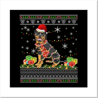 Rottweiler Ugly Christmas Funny Holiday Posters and Art